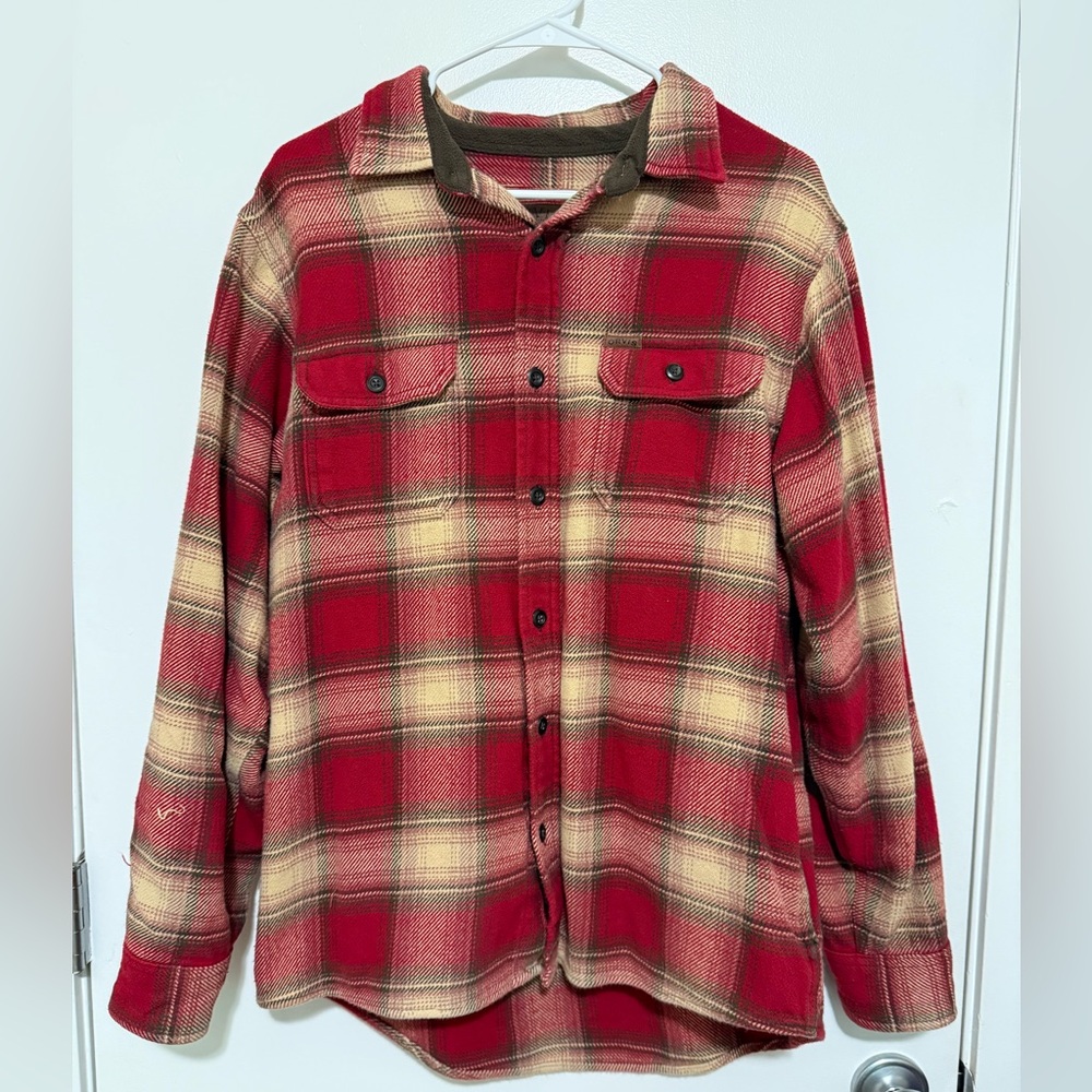 Orvis Red and Cream Plaid Shirt